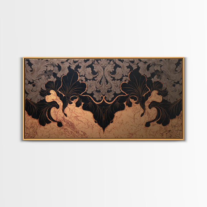 Bat Wings Forming a Dark Ornamental Pattern Framed Canvas Print, Gothic Art, Witchy Decor, Living Room Decor, Fine Art, Gothic, GOT-2x1-99