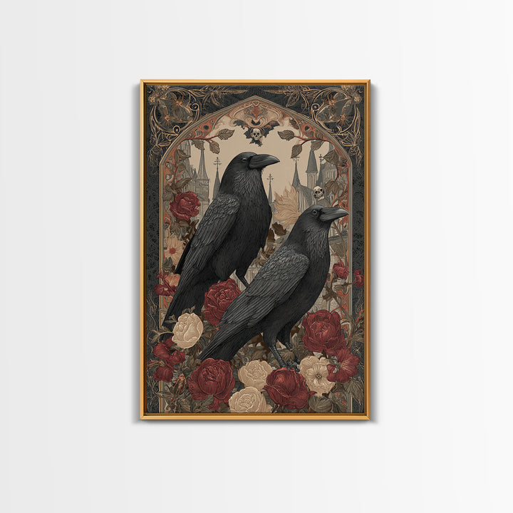 Medieval Illuminated Border Framed Canvas Print, Gothic Art, Dark Academia Art, Living Room Decor, Fine Art, Gothic, Boho Decor, GOT-2x3-24