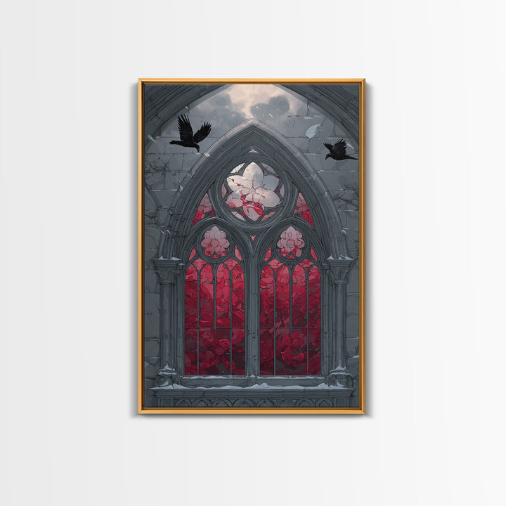 Gothic Cathedral Window Framed Canvas Print, Gothic Art, Contemporary Art, Living Room Decor, Fine Art, Gothic, Art Nouveau, GOT-2x3-34
