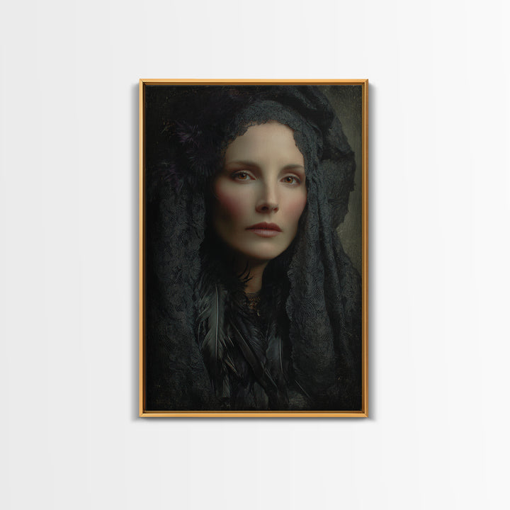 Melancholy Woman Portrait Framed Canvas Print, Gothic Art, Living Room Decor, Fine Art, Gothic, Modern Decor, Fine Art Print, GOT-2x3-36