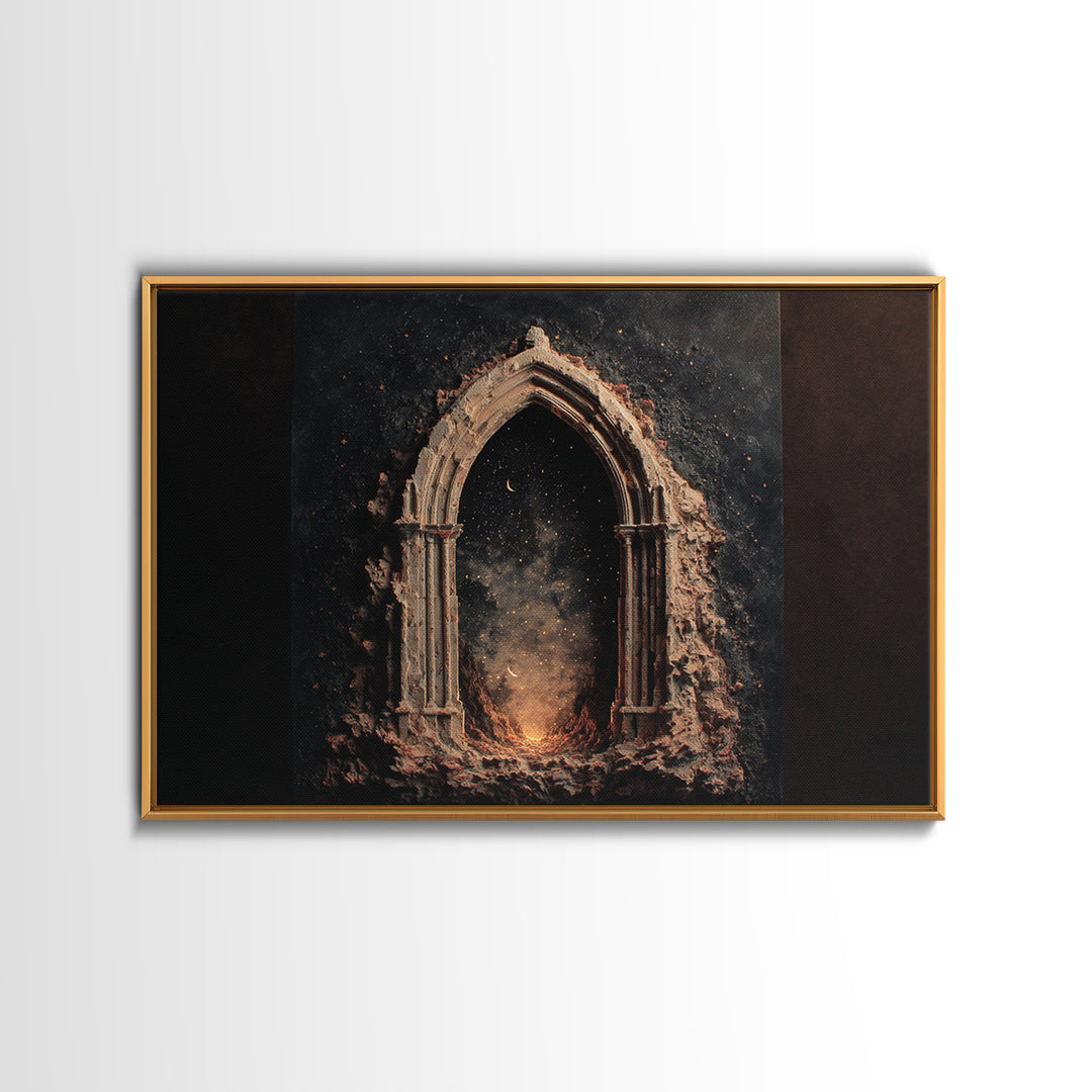Gothic Archway Filled Framed Canvas Print, Gothic Art, Original Painting, Living Room Decor, Fine Art, Gothic, Canvas Painting, GOT-3x2-15