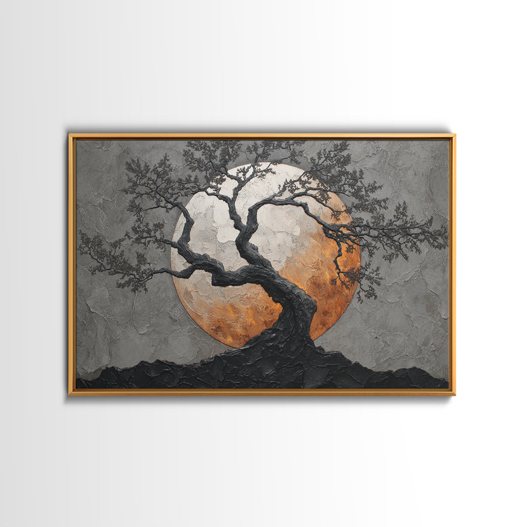 Silver Moon over Twisted Black Trees Canvas Print, Gothic Art, Living Room Decor, Oil Painting, Gothic, Modern Decor, GOT-3x2-37