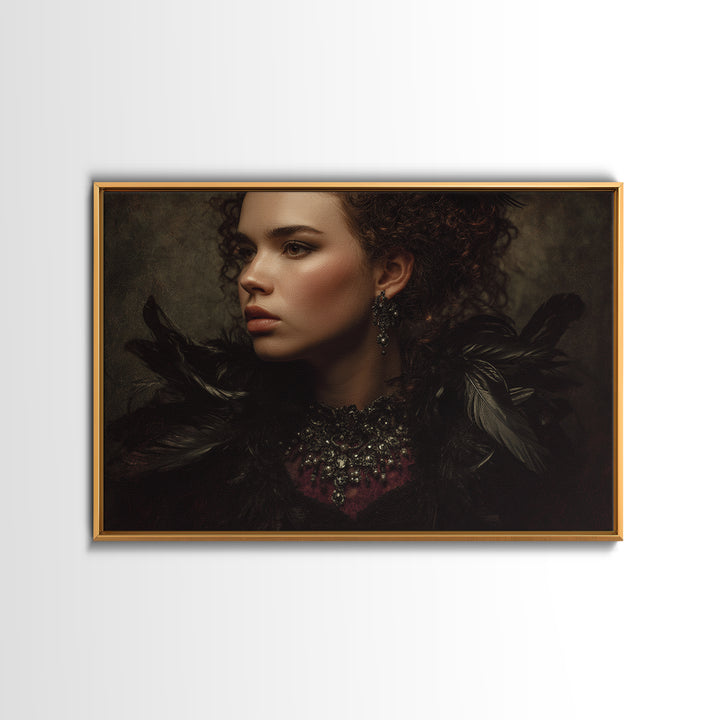 Vampire Inspired Portrait with Pale Skin and Canvas Print, Gothic Art, Canvas Tote Bag, Living Room Decor, Fine Art, Gothic, GOT-3x2-62