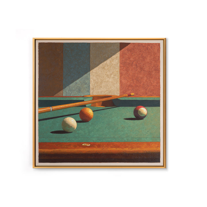 Pool Cue and Chalk on Green Felt Canvas Print, Game Room Art, Playroom Art, Game Room Decor, Fine Art, Play, Modern Decor, GRA-1x1-10