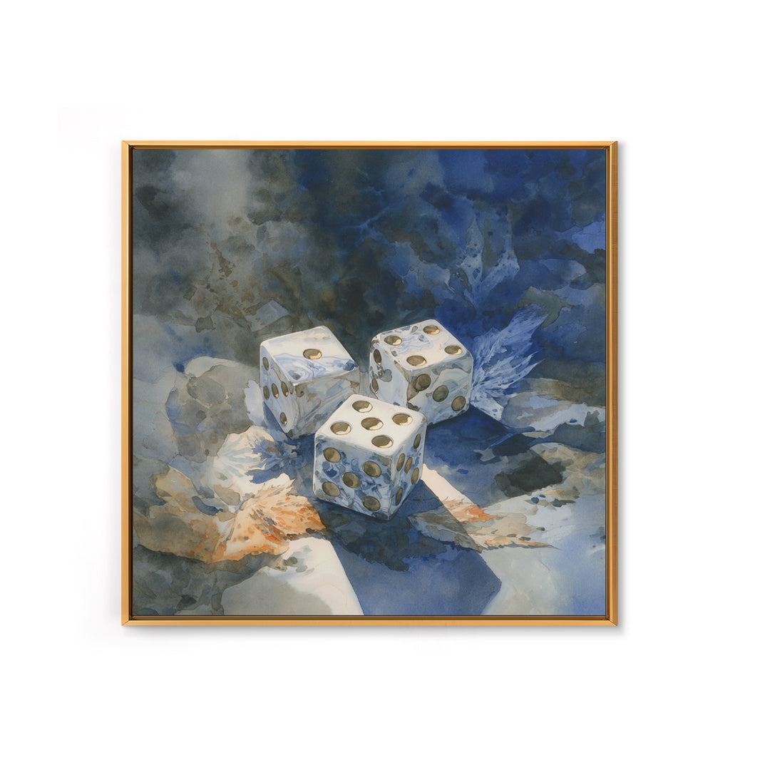 Tabletop Dice Rolling Through Dramatic Light Canvas Print, Game Room Art, Girly Wall Art, Game Room Decor, Fine Art, Play, GRA-1x1-17
