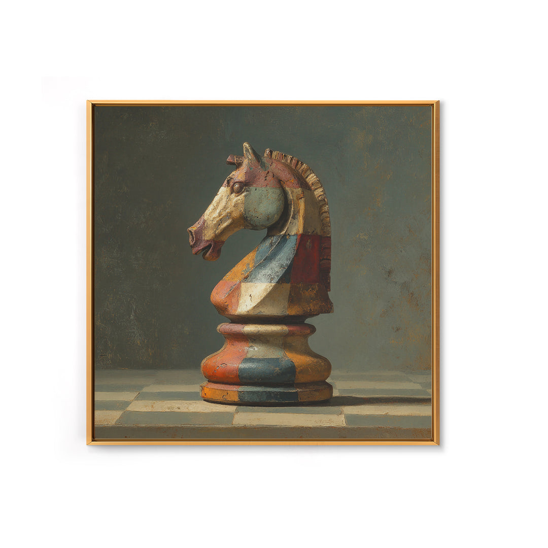 Chess Knight Piece Framed Canvas Print, Game Room Art, Fine Art Print, Game Room Decor, Fine Art, Play, Wall Decor, GRA-1x1-29