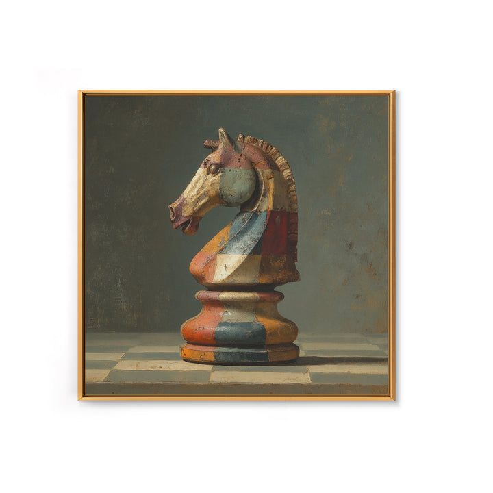 Chess Knight Piece Framed Canvas Print, Game Room Art, Fine Art Print, Game Room Decor, Fine Art, Play, Wall Decor, GRA-1x1-29