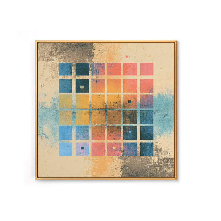 Neon Synthwave Grid Framed Canvas Print, Game Room Art, Whimsical Wall Art, Game Room Decor, Oil Painting, Play, GRA-1x1-37