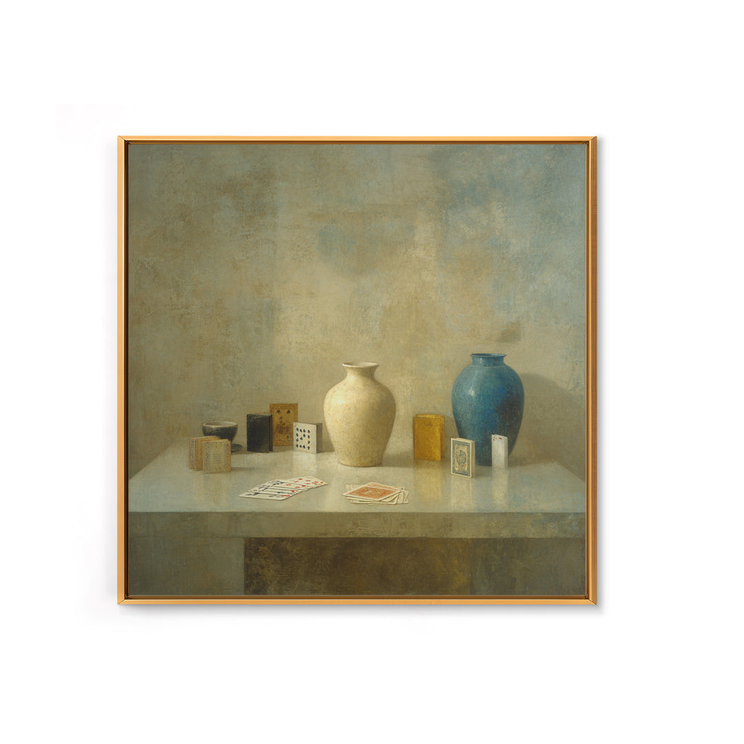 Blackjack Table Still Life Without Words Framed Canvas Print, Game Room Art, Playroom Wall Decor, Game Room Decor, Play, GRA-1x1-68