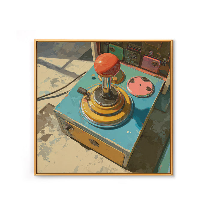 Retro Arcade Joystick Framed Canvas Print, Game Room Art, Art Print, Game Room Decor, Watercolor Art, Play, Canvas Art, GRA-1x1-73