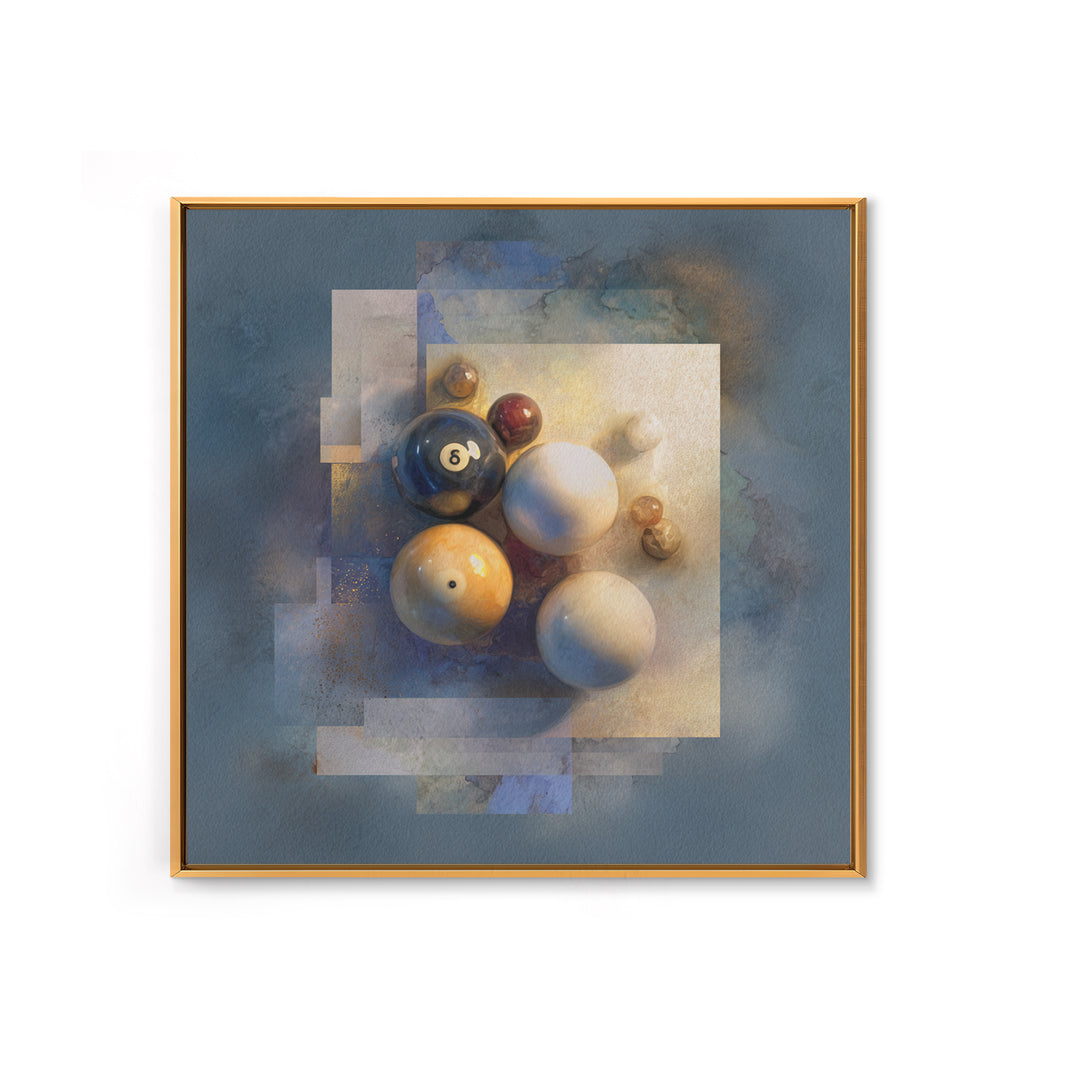 Billiards Eight Ball Framed Canvas Print, Game Room Art, Whimsical Wall Art, Game Room Decor, Fine Art, Play, Minimalist Decor, GRA-1x1-74