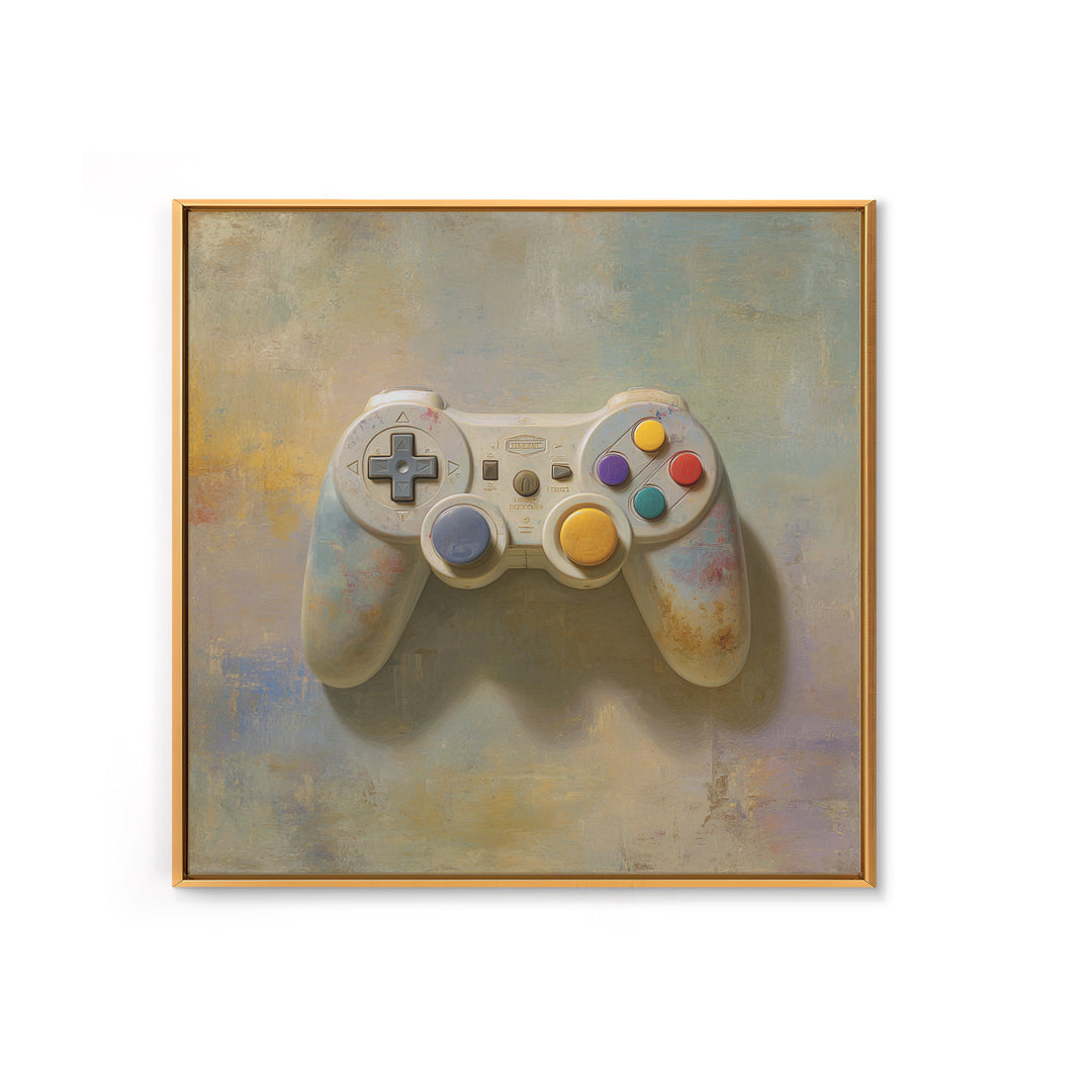 Old School Game Controller Framed Canvas Print, Game Room Art, Gallery Decor, Game Room Decor, Fine Art, Play, Contemporary Art, GRA-1x1-78