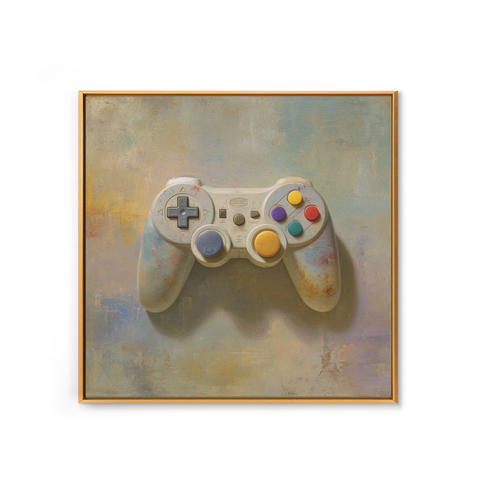 Old School Game Controller Framed Canvas Print, Game Room Art, Gallery Decor, Game Room Decor, Fine Art, Play, Contemporary Art, GRA-1x1-78