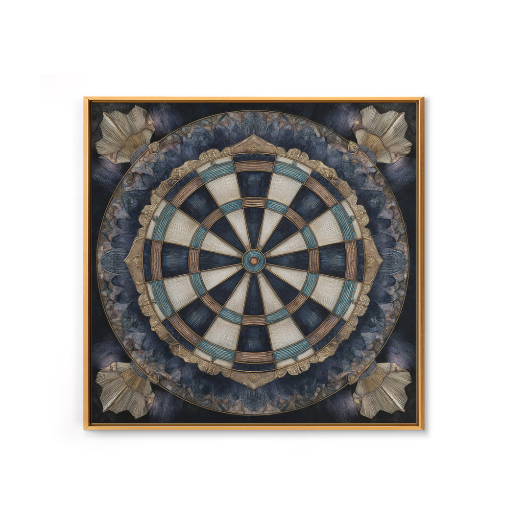 Dartboard Bullseye with Dynamic Motion Framed Canvas Print, Game Room Art, Black Art, Game Room Decor, Fine Art, Play, GRA-1x1-8