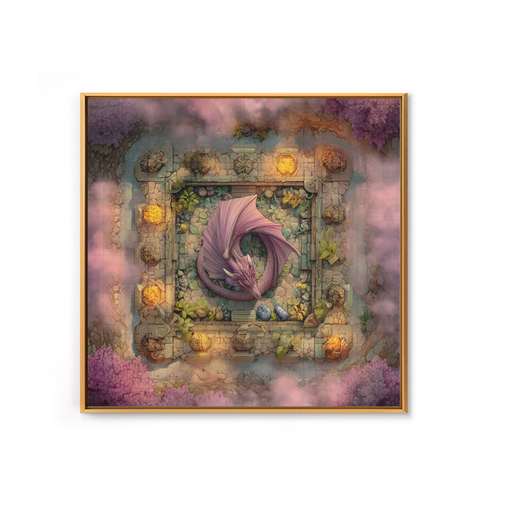 Fantasy Board Game Dragon Token Scene Framed Canvas Print, Game Room Art, Statement Artwork, Game Room Decor, Fine Art, Play, GRA-1x1-83