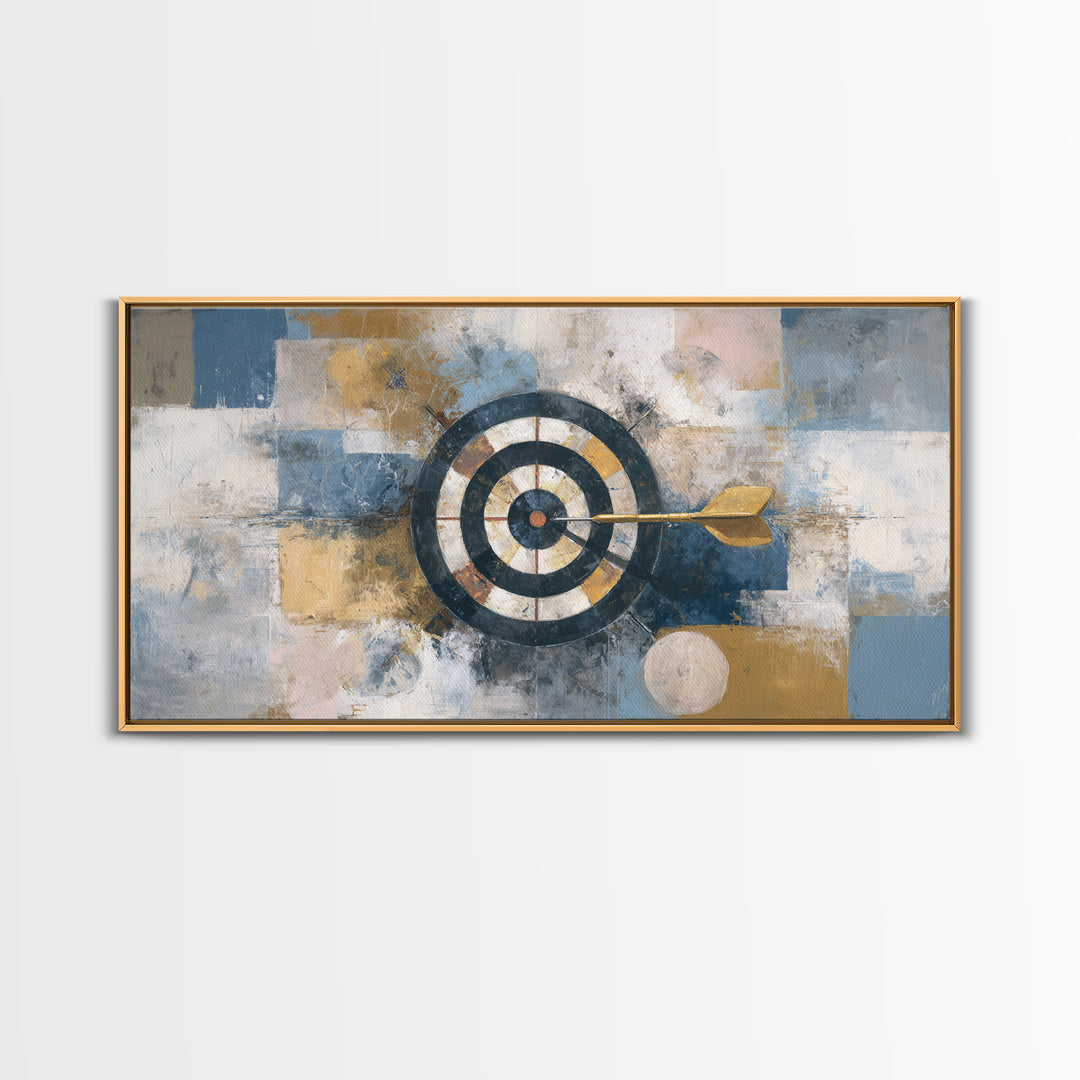 Dartboard Bullseye with Dynamic Motion Framed Canvas Print, Game Room Art, Pop Art, Game Room Decor, Play, Fine Art Print, GRA-2x1-100