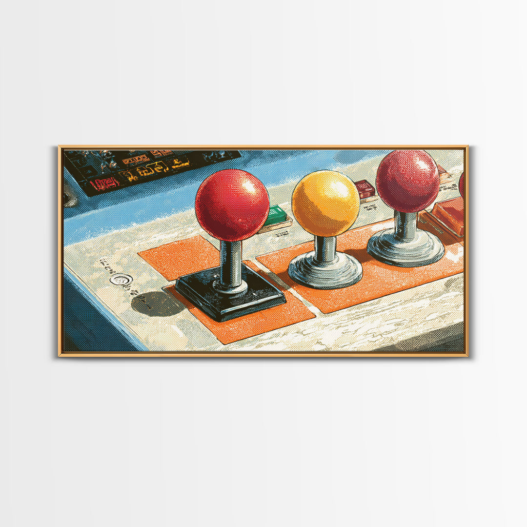 Retro Arcade Joystick Canvas Print, Game Room Art, Wall Art, Game Room Decor, Oil Painting, Play, Bedroom Wall Art, GRA-2x1-21