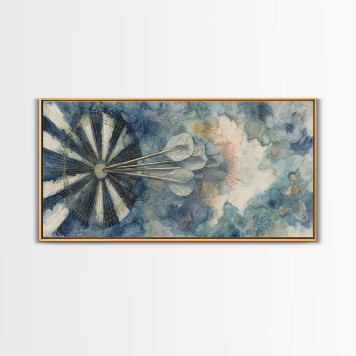 Dartboard Bullseye with Dynamic Motion Canvas Print, Game Room Art, Classroom Decor, Game Room Decor, Fine Art, Play, GRA-2x1-52