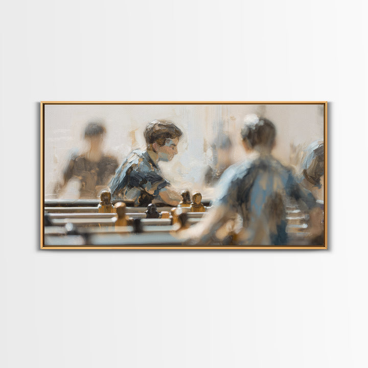 Foosball Player Figures Canvas Print, Game Room Art, Black Art, Game Room Decor, Oil Painting, Play, Playroom Art, Pop Art, GRA-2x1-53