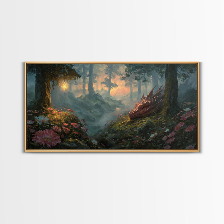 Fantasy Board Game Dragon Token Scene Framed Canvas Print, Game Room Art, Wall Decor, Game Room Decor, Fine Art, Play, GRA-2x1-7