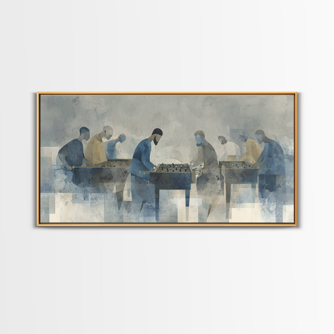 Foosball Player Figures Canvas Print, Game Room Art, Black Art, Game Room Decor, Oil Painting, Play, Playroom Art, Pop Art, GRA-2x1-77