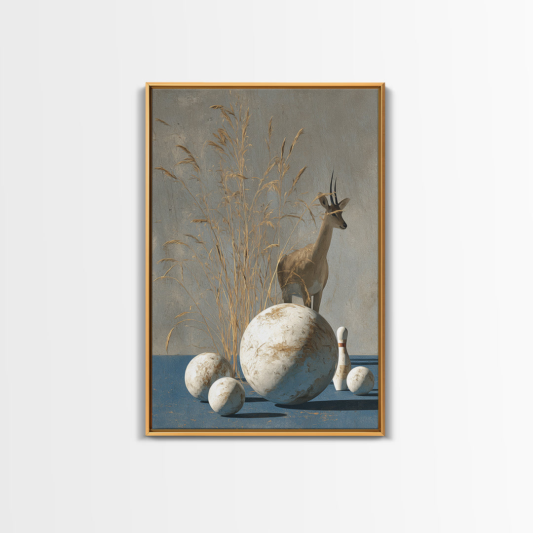 Bowling Ball and Pins Framed Canvas Print, Game Room Art, Textured Painting, Game Room Decor, Fine Art, Play, New Home Gift, GRA-2x3-46