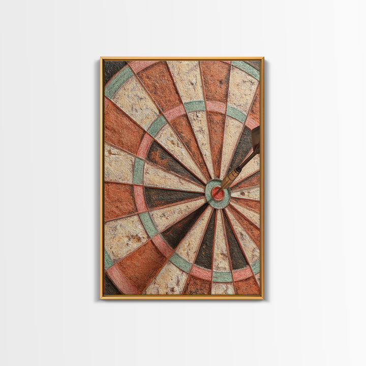 Dartboard Bullseye with Dynamic Motion Framed Canvas Print, Game Room Art, Room Decor, Game Room Decor, Fine Art, Play, GRA-2x3-64