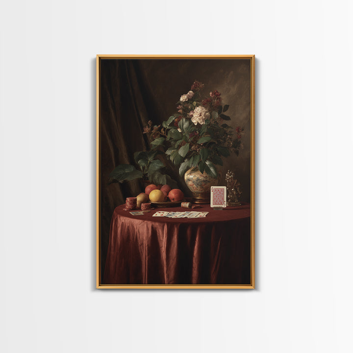 Blackjack Table Still Life Without Words Framed Canvas Print, Game Room Art, African American Art, Game Room Decor, Play, GRA-2x3-76