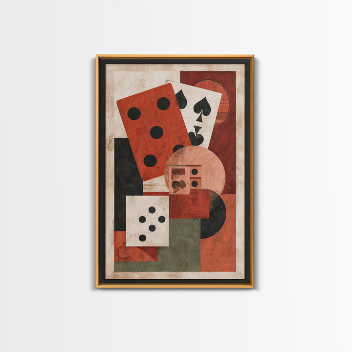 Playing Cards and Dice Framed Canvas Print, Game Room Art, Gamer Gifts, Game Room Decor, Abstract Art, Play, Original Artwork, GRA-2x3-83