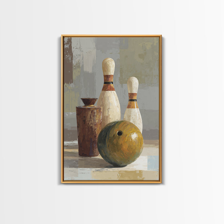 Bowling Ball and Pins Framed Canvas Print, Game Room Art, Black Art, Game Room Decor, Fine Art, Play, Playroom Art, Pop Art, GRA-2x3-94
