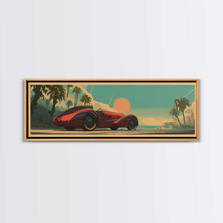 Retro Racing Car Game Poster Without Text Framed Canvas Print, Game Room Art, Room Decor, Game Room Decor, Fine Art, Play, GRA-3x1-52