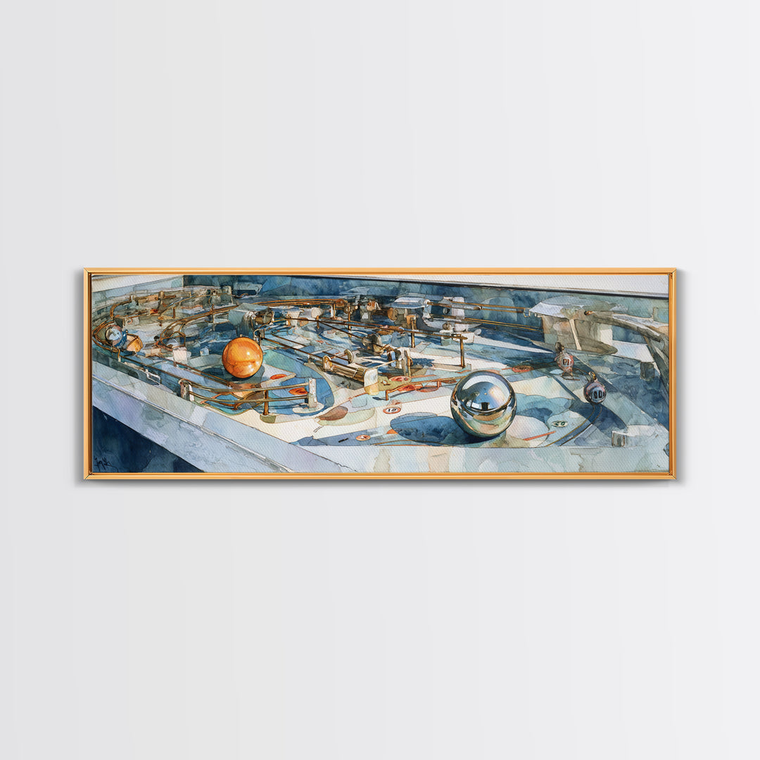 Pinball Silver Ball Canvas Print, Game Room Art, Playroom Wall Decor, Game Room Decor, Oil Painting, Play, Statement Artwork, GRA-3x1-61