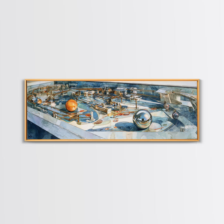 Pinball Silver Ball Canvas Print, Game Room Art, Playroom Wall Decor, Game Room Decor, Oil Painting, Play, Statement Artwork, GRA-3x1-61