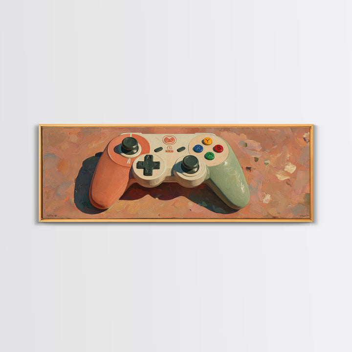 Old School Game Controller Canvas Print, Game Room Art, Art Print, Game Room Decor, Oil Painting, Play, Canvas Art, Black Art, GRA-3x1-70