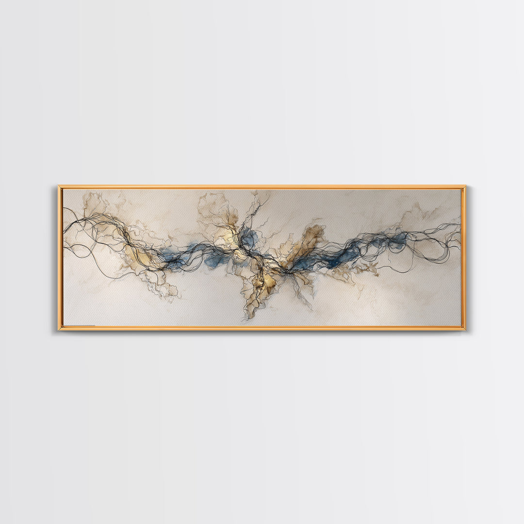 Controller Cable Forming a Playful Line Drawing Framed Canvas Print, Game Room Art, Canvas Art, Game Room Decor, Abstract Art, GRA-3x1-87
