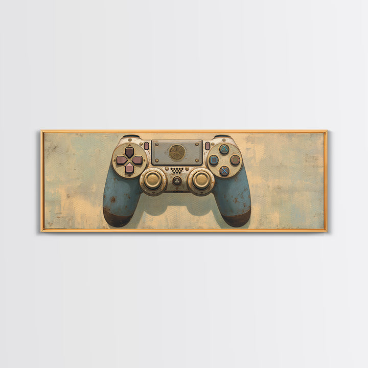 Old School Game Controller Canvas Print, Game Room Art, Trendy Wall Art, Game Room Decor, Watercolor Art, Play, GRA-3x1-94