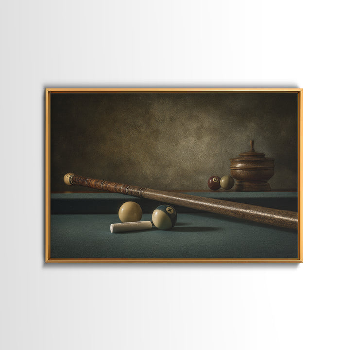 Pool Cue and Chalk on Green Felt Canvas Print, Game Room Art, Bedroom Wall Art, Game Room Decor, Fine Art, Play, Girly Wall Art, GRA-3x2-38