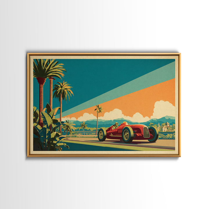 Retro Racing Car Game Poster Without Text Framed Canvas Print, Game Room Art, Living Room Art, Game Room Decor, Fine Art, Play, GRA-3x2-40