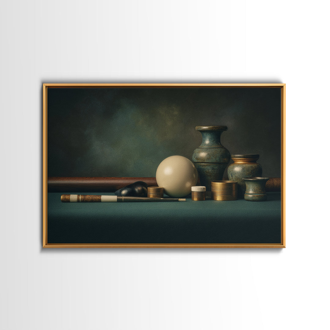 Pool Cue and Chalk on Green Felt Canvas Print, Game Room Art, Bedroom Wall Art, Game Room Decor, Fine Art, Play, Girly Wall Art, GRA-3x2-62