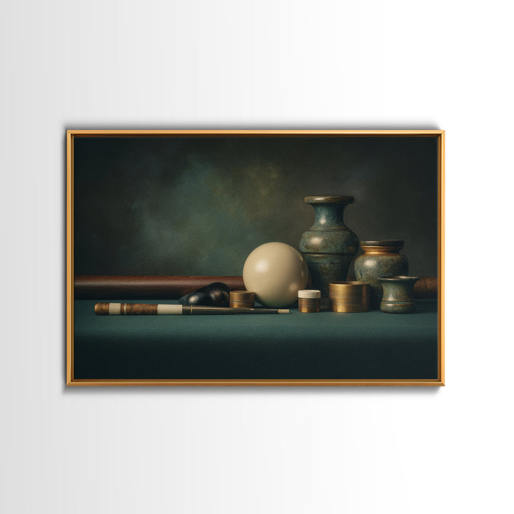 Pool Cue and Chalk on Green Felt Canvas Print, Game Room Art, Bedroom Wall Art, Game Room Decor, Fine Art, Play, Girly Wall Art, GRA-3x2-62