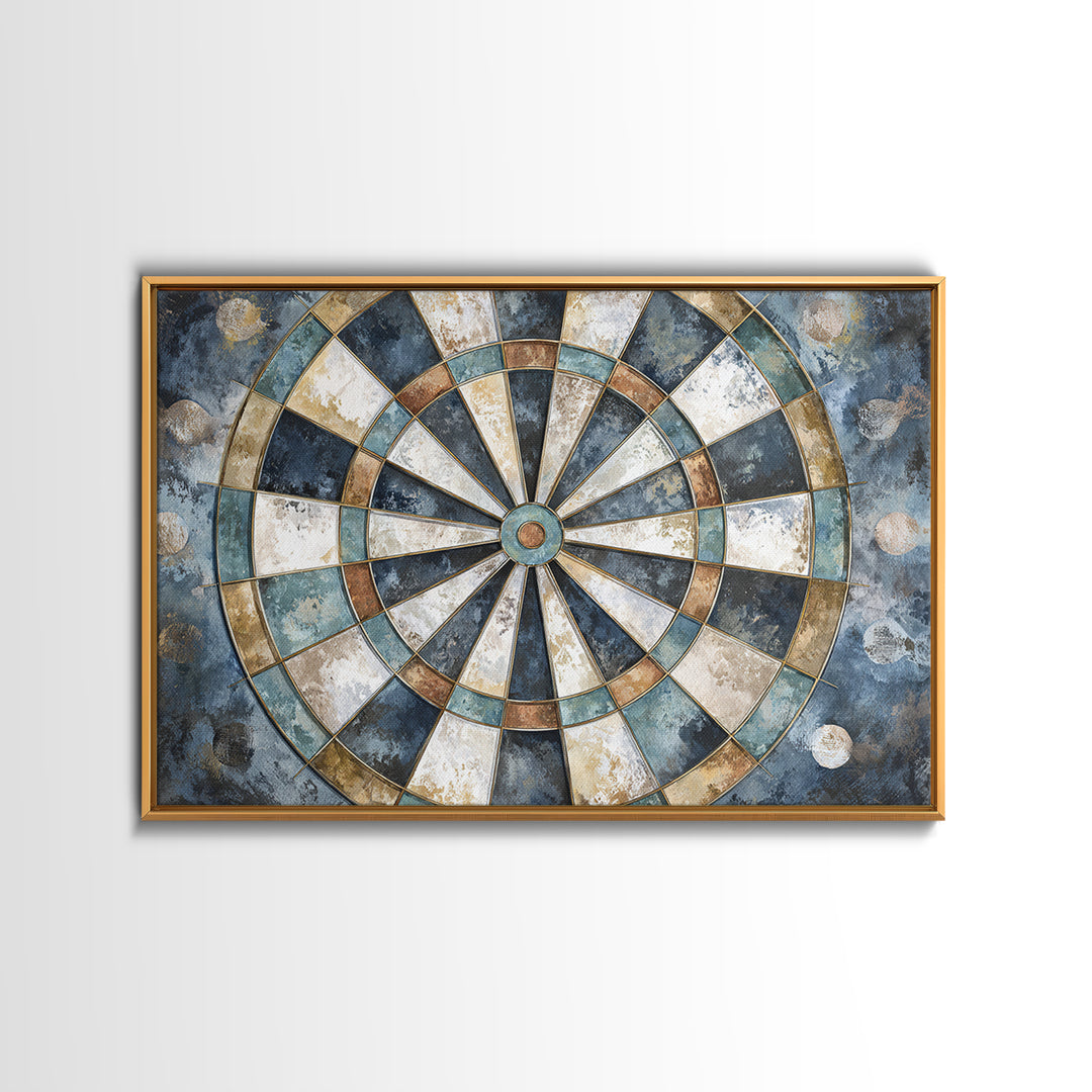 Dartboard Bullseye with Dynamic Motion Canvas Print, Game Room Art, Boho Decor, Game Room Decor, Play, Classroom Decor, GRA-3x2-84