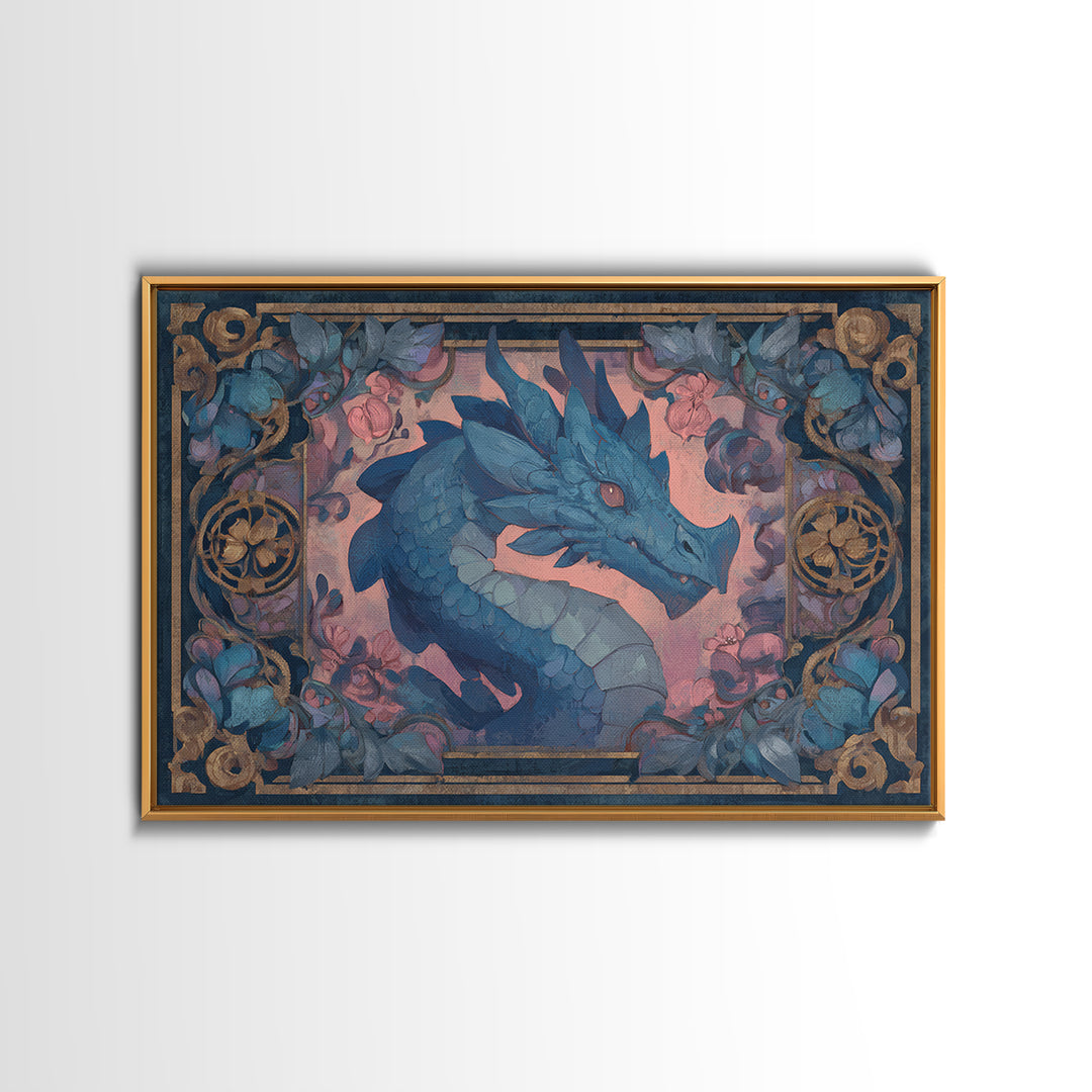 Fantasy Board Game Dragon Token Scene Framed Canvas Print, Game Room Art, Fine Art Print, Game Room Decor, Fine Art, Play, GRA-3x2-87