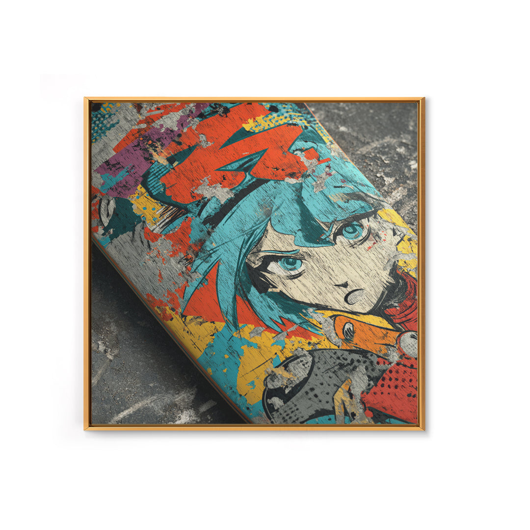 Skateboard Deck Graphic Framed Canvas Print, Graffiti Art, Large Wall Art, Living Room Decor, Fine Art, Street, Modern Wall Art, GRF-1x1-7