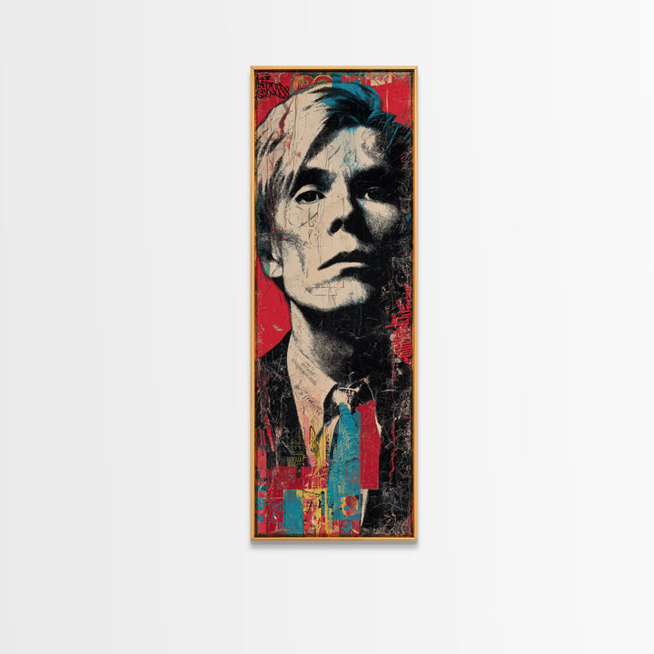 Stencil Portrait with Red and Black Contrast Framed Canvas Print, Graffiti Art, Art, Living Room Decor, Fine Art, Street, GRF-1x3-24