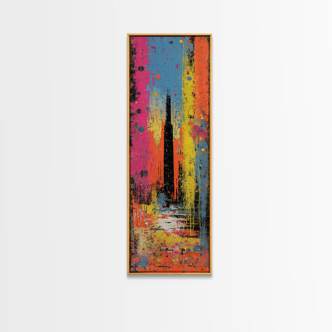 Paint Drips Forming a Skyline Silhouette Canvas Print, Graffiti Art, Boho Decor, Living Room Decor, Fine Art, Street, GRF-1x3-97