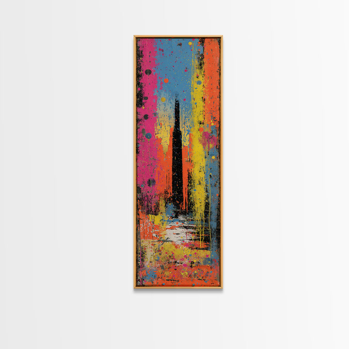 Paint Drips Forming a Skyline Silhouette Canvas Print, Graffiti Art, Boho Decor, Living Room Decor, Fine Art, Street, GRF-1x3-97