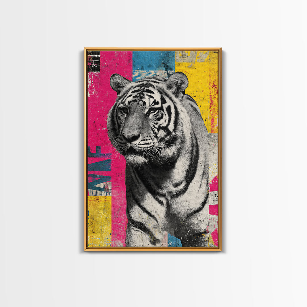 Urban Tiger Portrait Canvas Print, Graffiti Art, Canvas, Living Room Decor, Fine Art, Street, Abstract Wall Art, 3d Wall Art, GRF-2x3-35