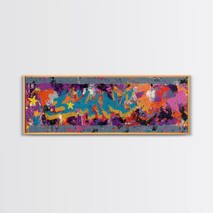 Abstract Crown and Stars Canvas Print, Graffiti Art, Minimalist Decor, Living Room Decor, Fine Art, Street, Mid Century Modern, GRF-3x1-35