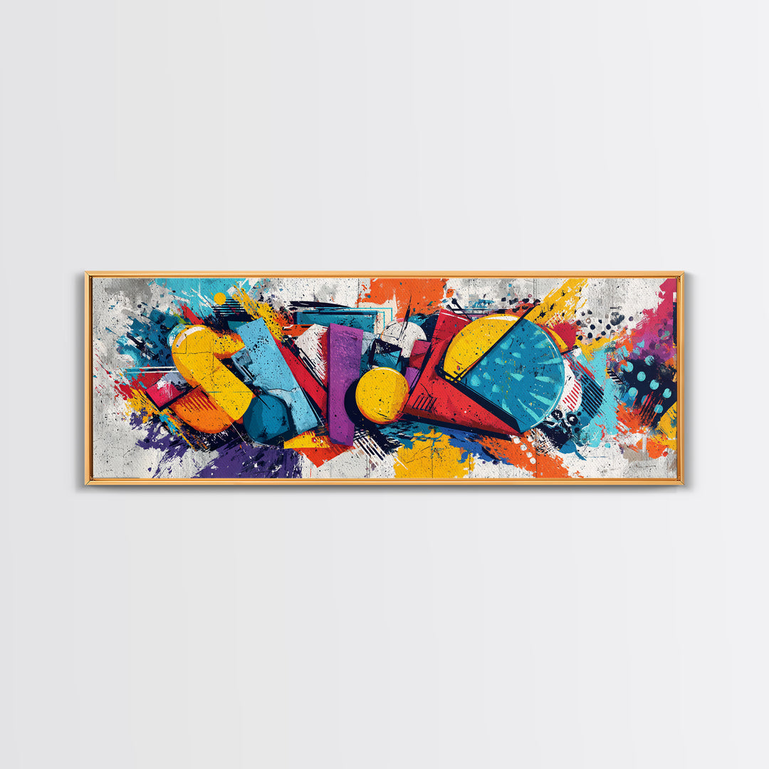 Wildstyle Arrows and Loops as Abstraction Framed Canvas Print, Graffiti Art, Statement Artwork, Living Room Decor, Abstract Art, GRF-3x1-7
