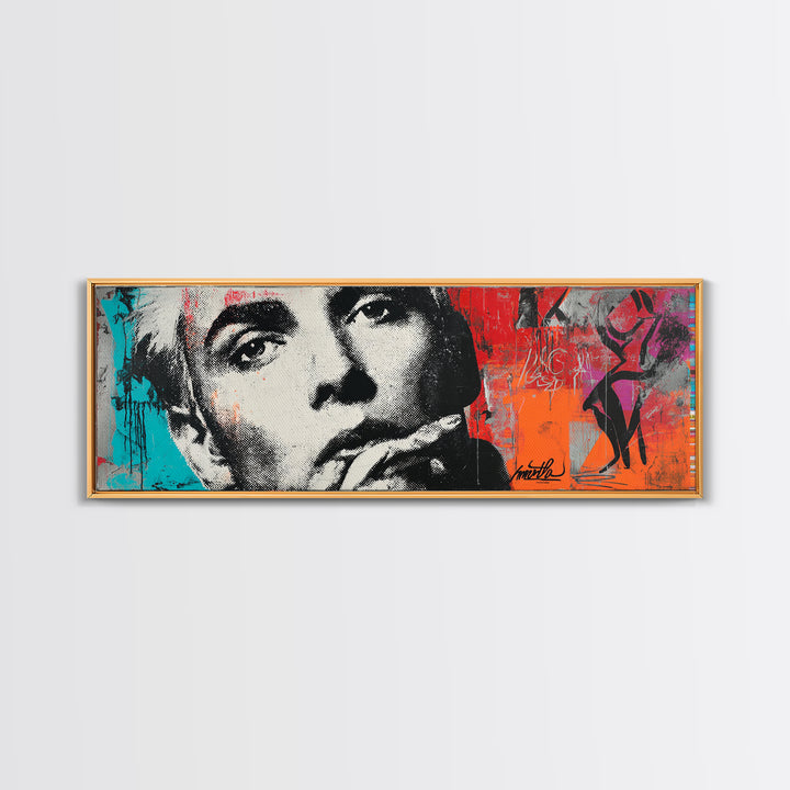 Stencil Portrait with Red and Black Contrast Canvas Print, Graffiti Art, Art, Living Room Decor, Street, Canvas Wall Art, GRF-3x1-76